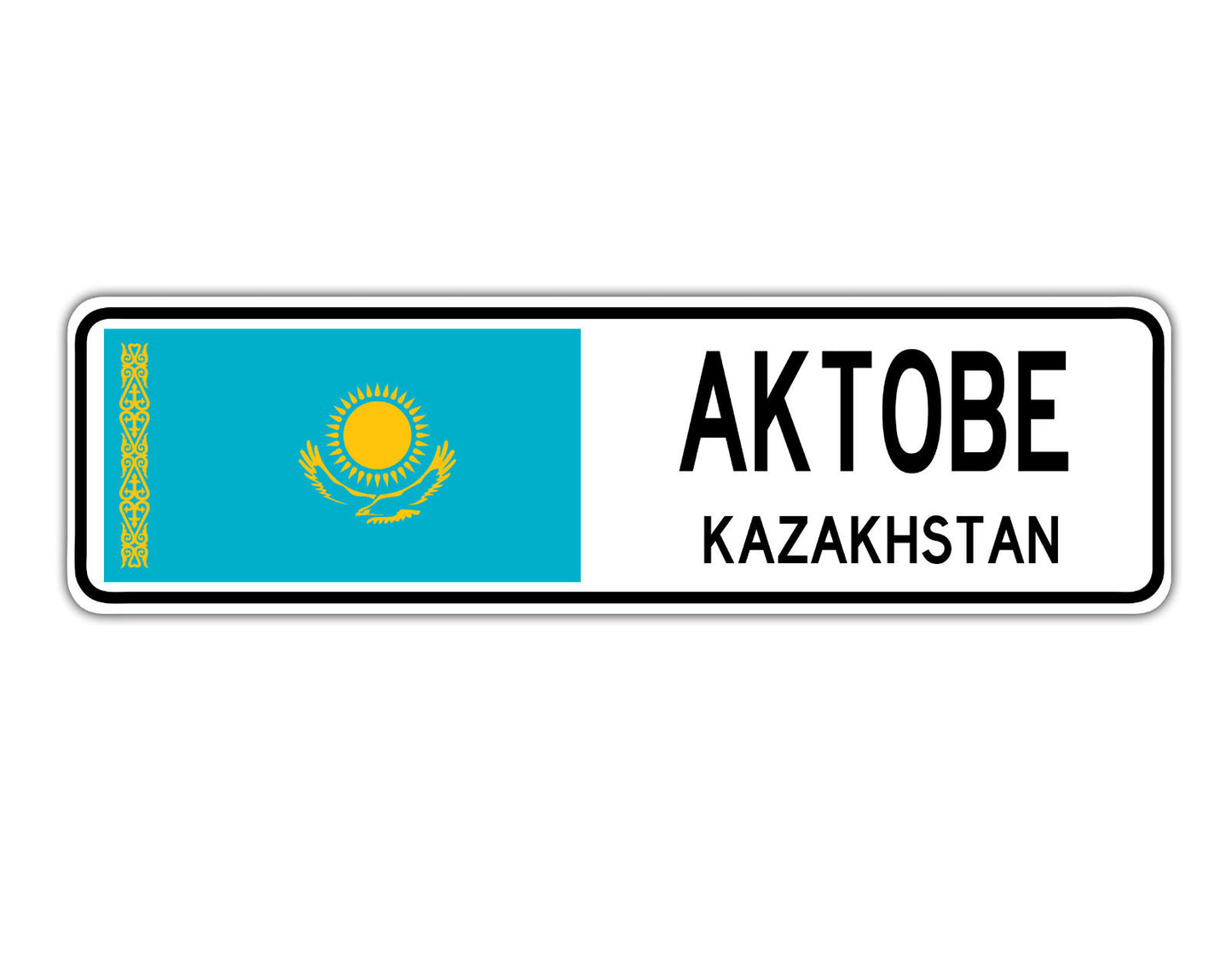 Aktobe Kazakhstan Flag City Country Gift Plate Wall Decor Street Aluminum Metal Novelty Sign Plate