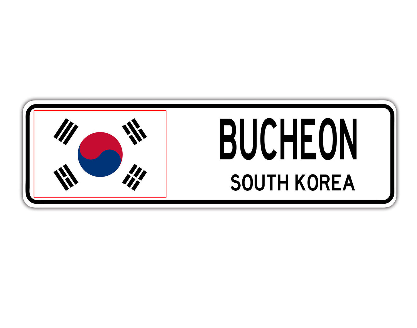 Bucheon South korea Flag City Country Gift Plate Wall Decor Street Aluminum Metal Novelty Sign Plate