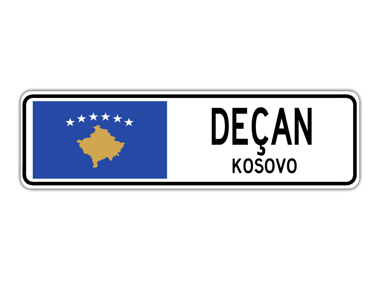 Decan Kosovo Flag City Country Gift Plate Wall Decor Street Aluminum Metal Novelty Sign Plate