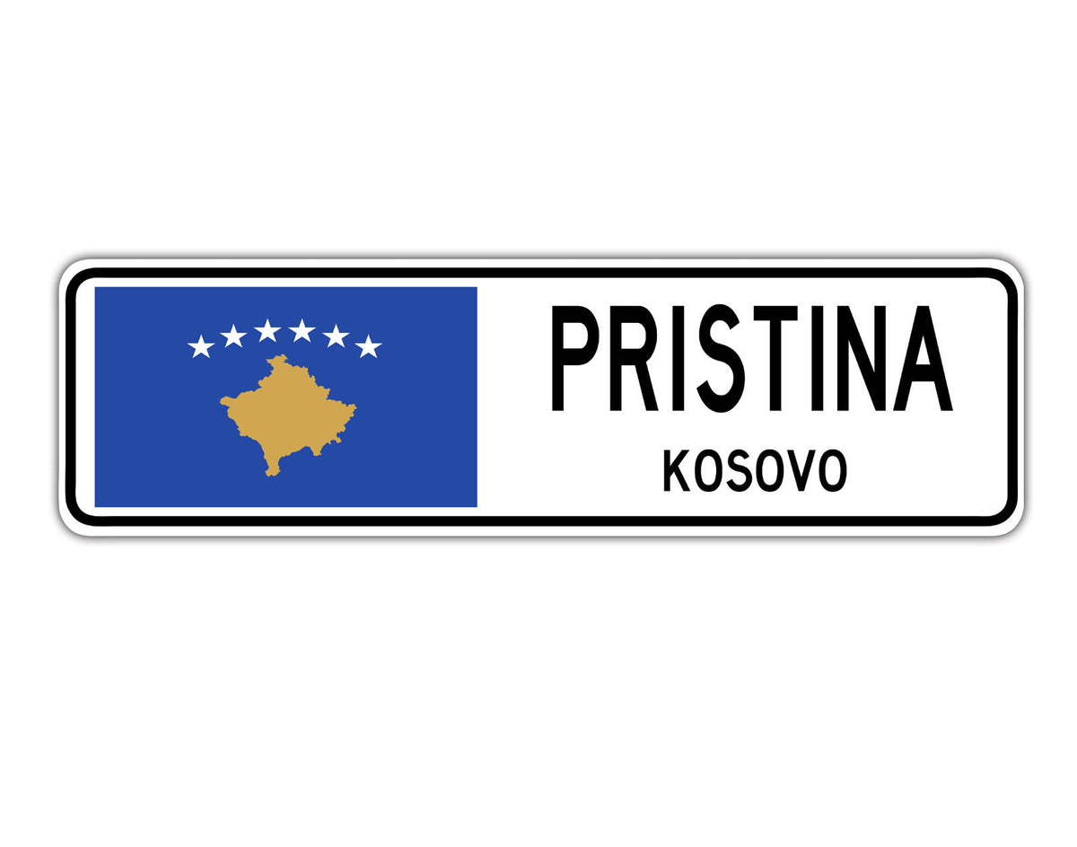 Pristina Kosovo Flag City Country Gift Plate Wall Decor Street Aluminum Metal Novelty Sign Plate