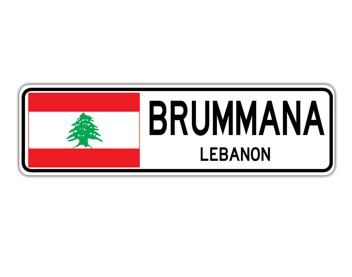 Brummana Lebanon Flag City Country Gift Plate Wall Decor Street Aluminum Metal Novelty Sign Plate