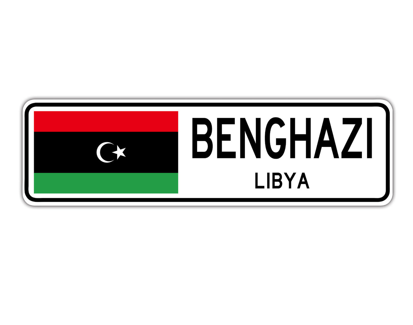 Benghazi Libya Flag City Country Gift Plate Wall Decor Street Aluminum Metal Novelty Sign Plate