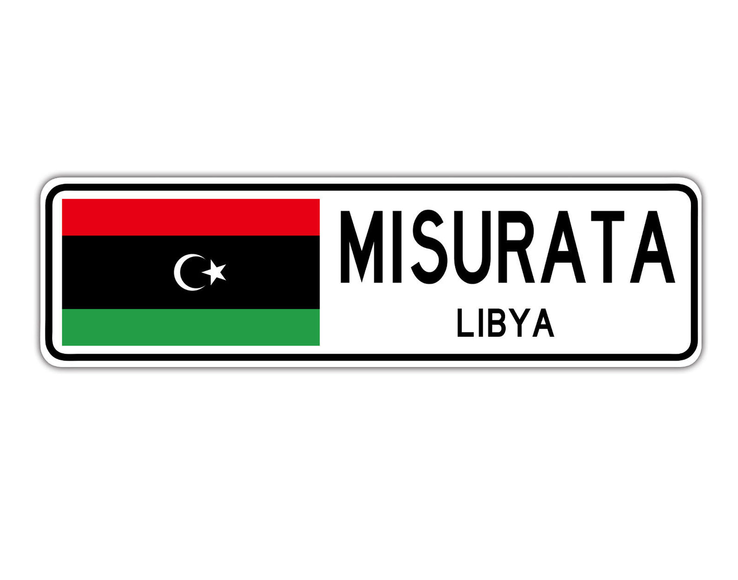 Misurata Libya Flag City Country Gift Plate Wall Decor Street Aluminum Metal Novelty Sign Plate