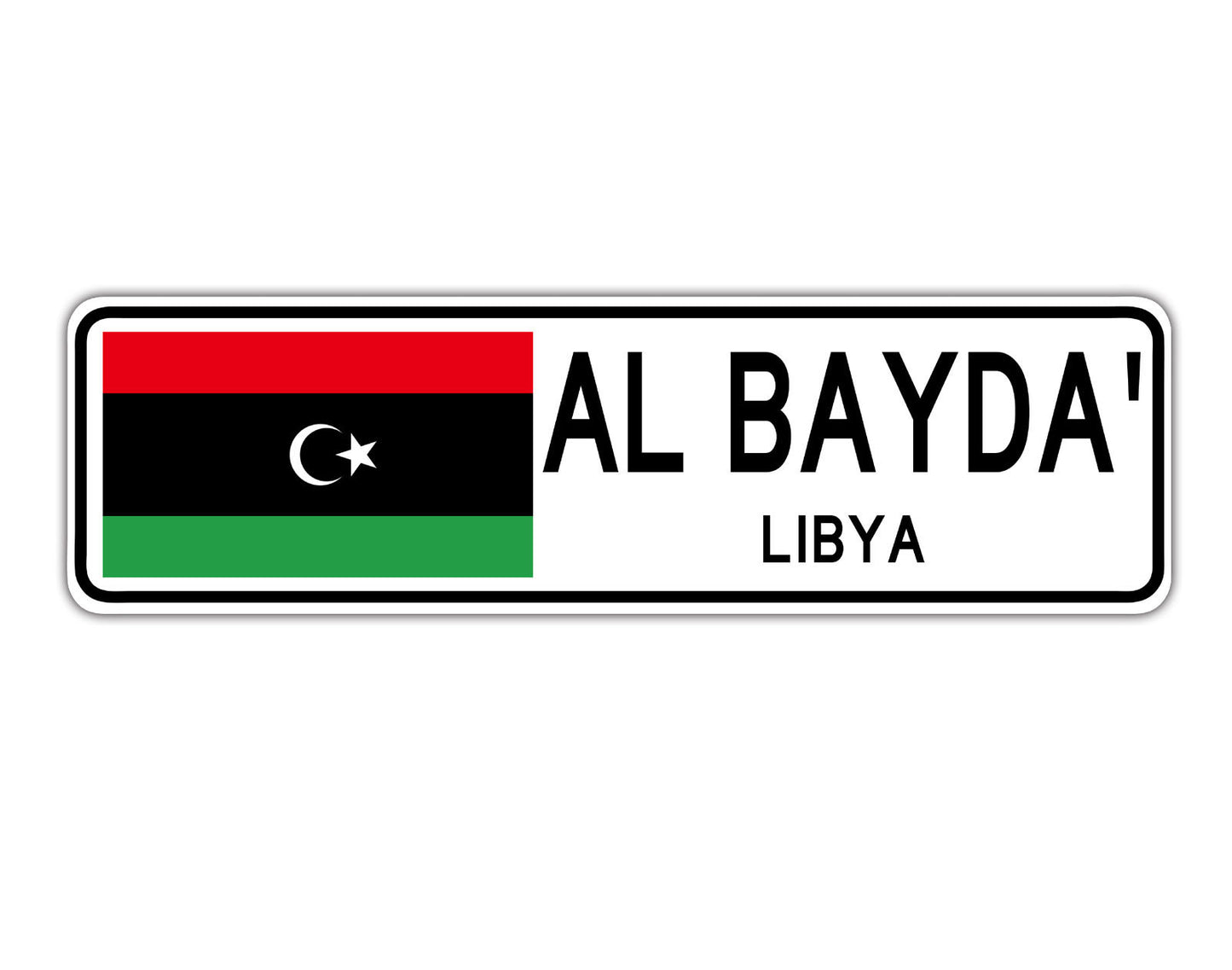 Al Bayda' Libya Flag City Country Gift Plate Wall Decor Street Aluminum Metal Novelty Sign Plate
