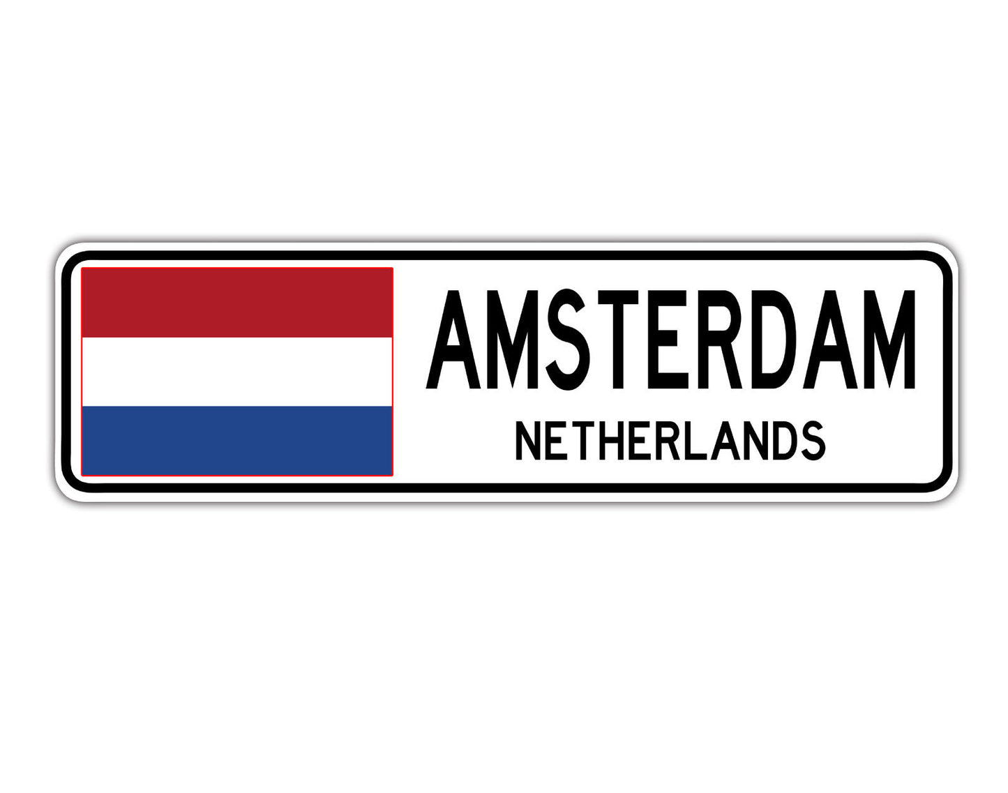 Amsterdam Netherlands Flag City Country Gift Plate Wall Decor Street Aluminum Metal Novelty Sign Plate