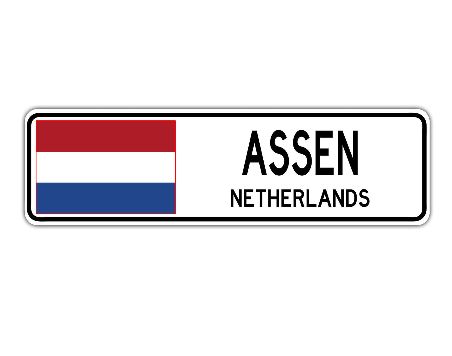 Assen Netherlands Flag City Country Gift Plate Wall Decor Street Aluminum Metal Novelty Sign Plate