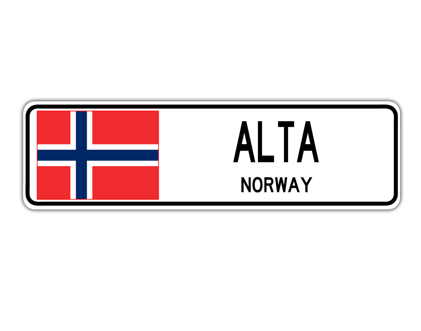 Alta Norway Flag City Country Gift Plate Wall Decor Street Aluminum Metal Novelty Sign Plate