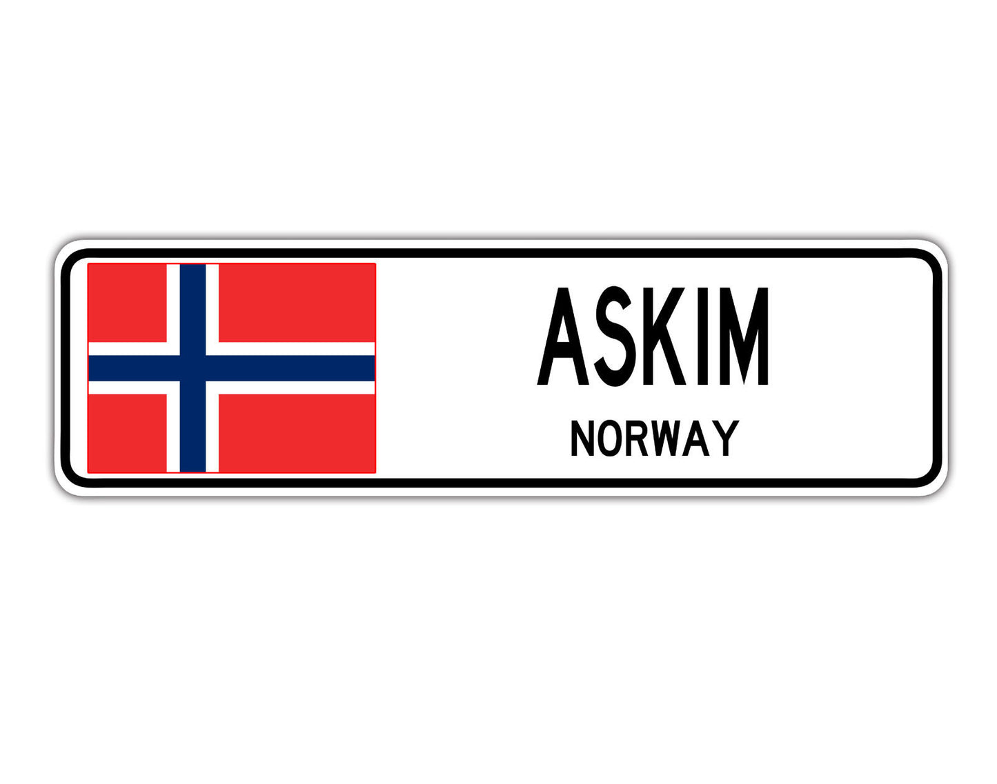 Askim Norway Flag City Country Gift Plate Wall Decor Street Aluminum Metal Novelty Sign Plate