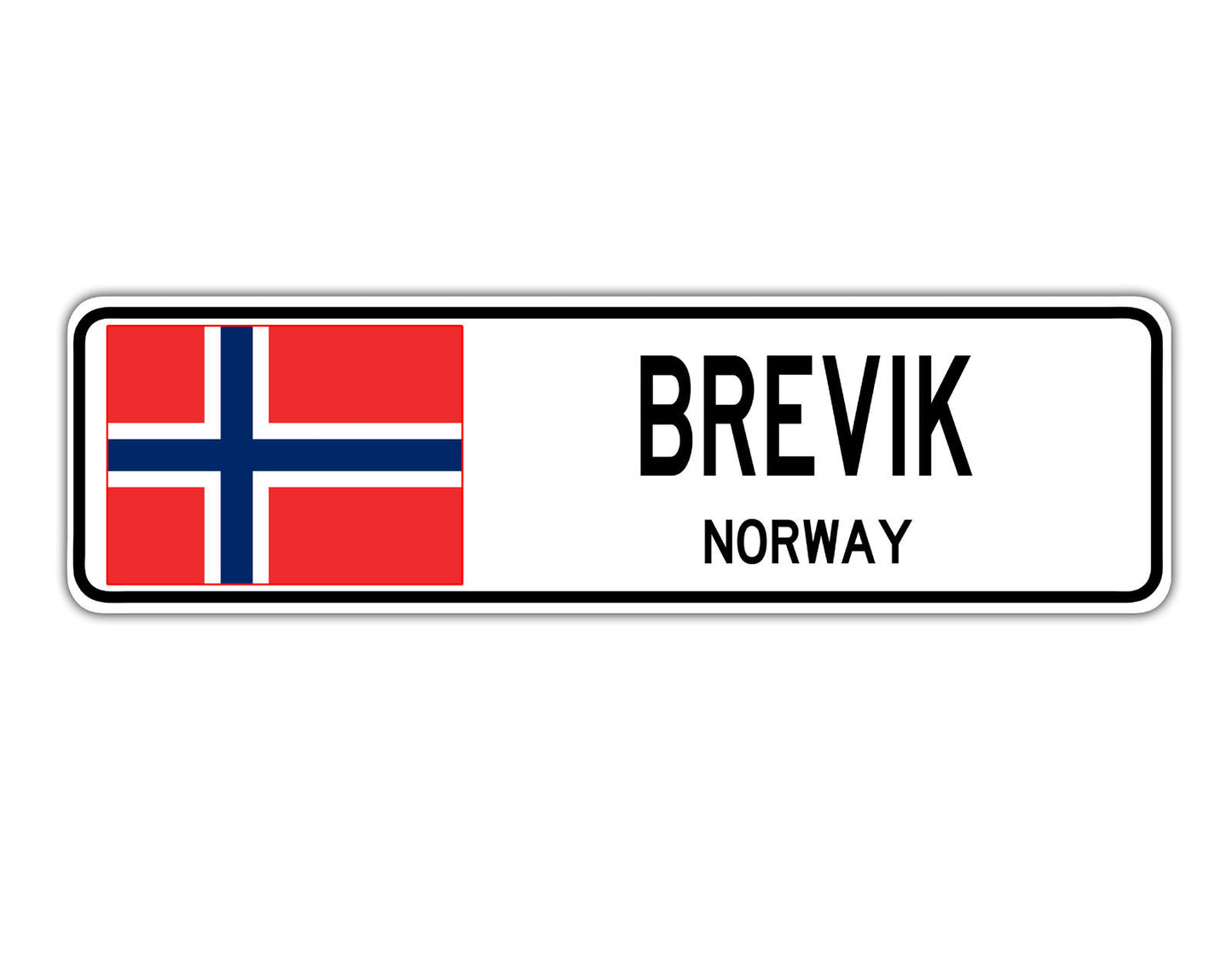Brevik Norway Flag City Country Gift Plate Wall Decor Street Aluminum Metal Novelty Sign Plate
