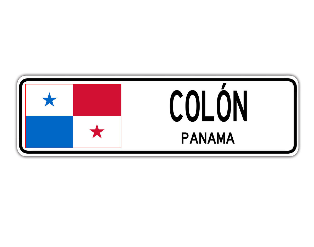 Colón Panama Flag City Country Gift Plate Wall Decor Street Aluminum Metal Novelty Sign Plate