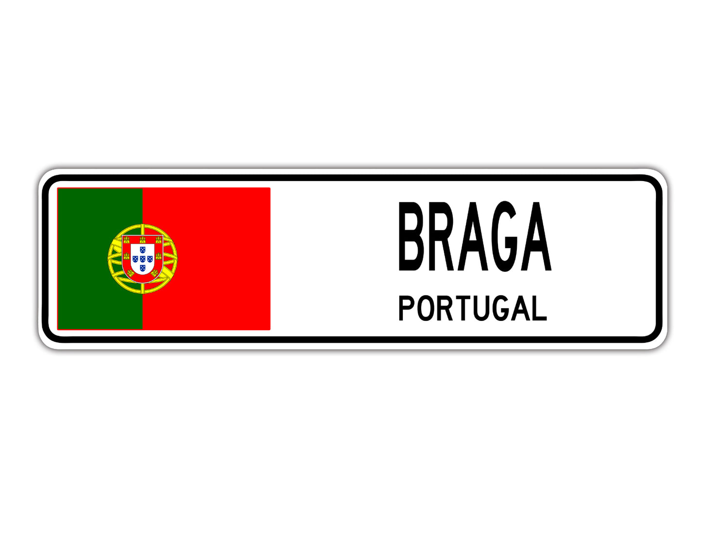 Braga Portugal Flag City Country Gift Plate Wall Decor Street Aluminum Metal Novelty Sign Plate