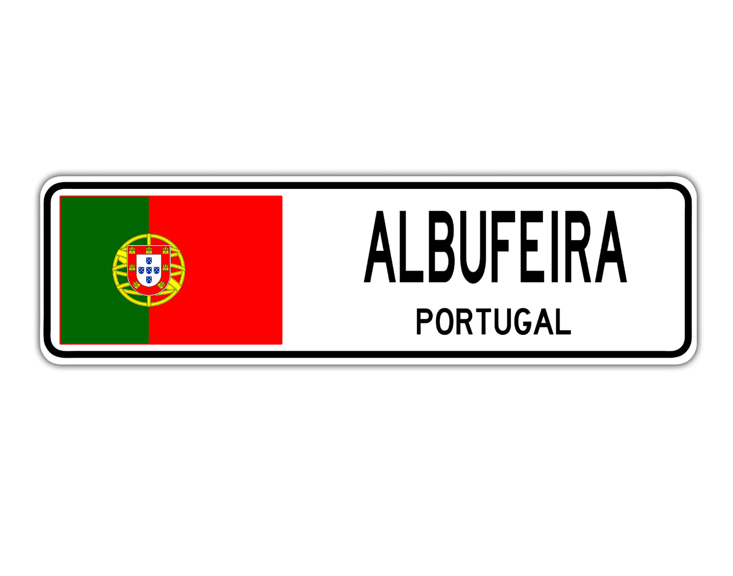 Albufeira Portugal Flag City Country Gift Plate Wall Decor Street Aluminum Metal Novelty Sign Plate