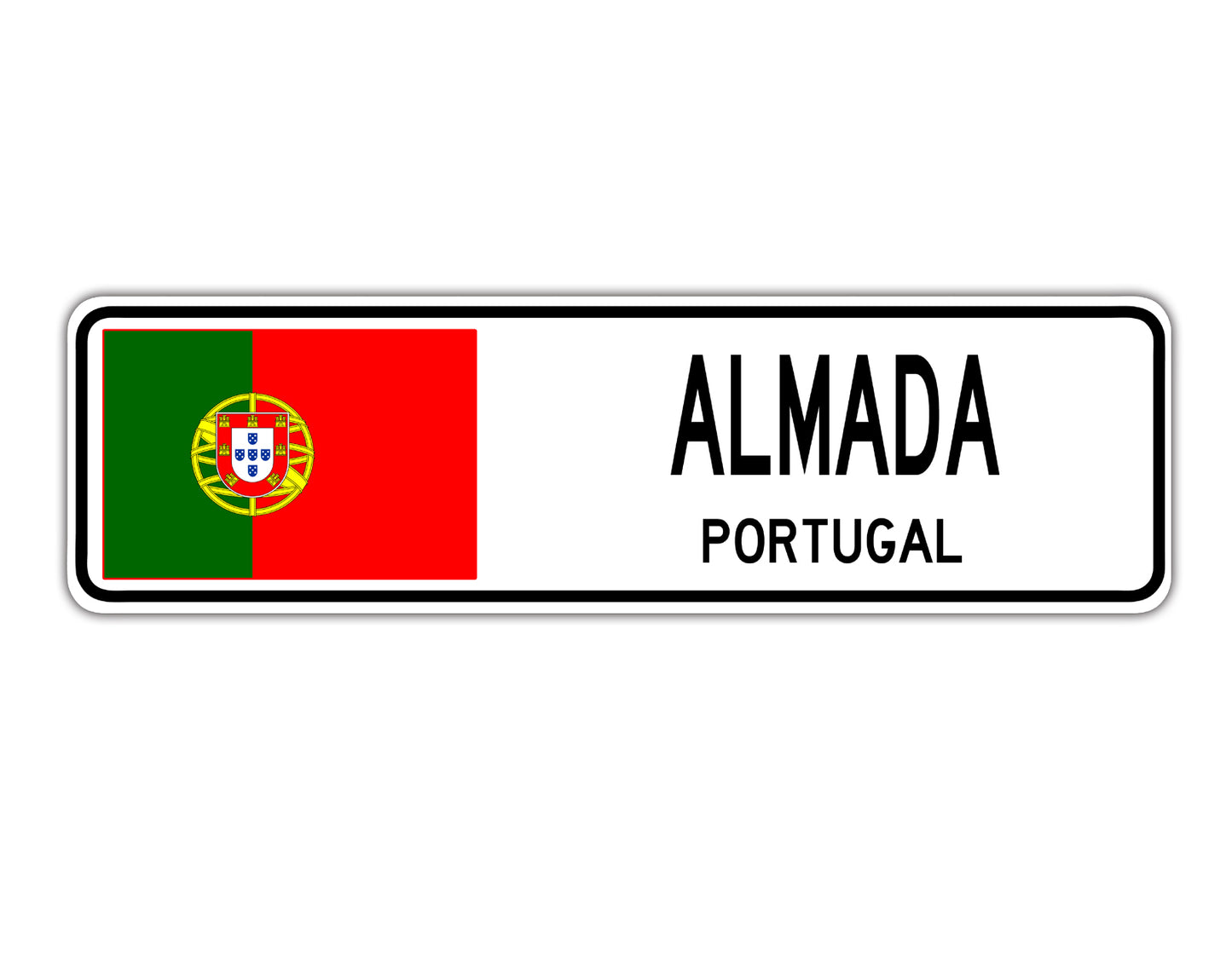 Almada Portugal Flag City Country Gift Plate Wall Decor Street Aluminum Metal Novelty Sign Plate