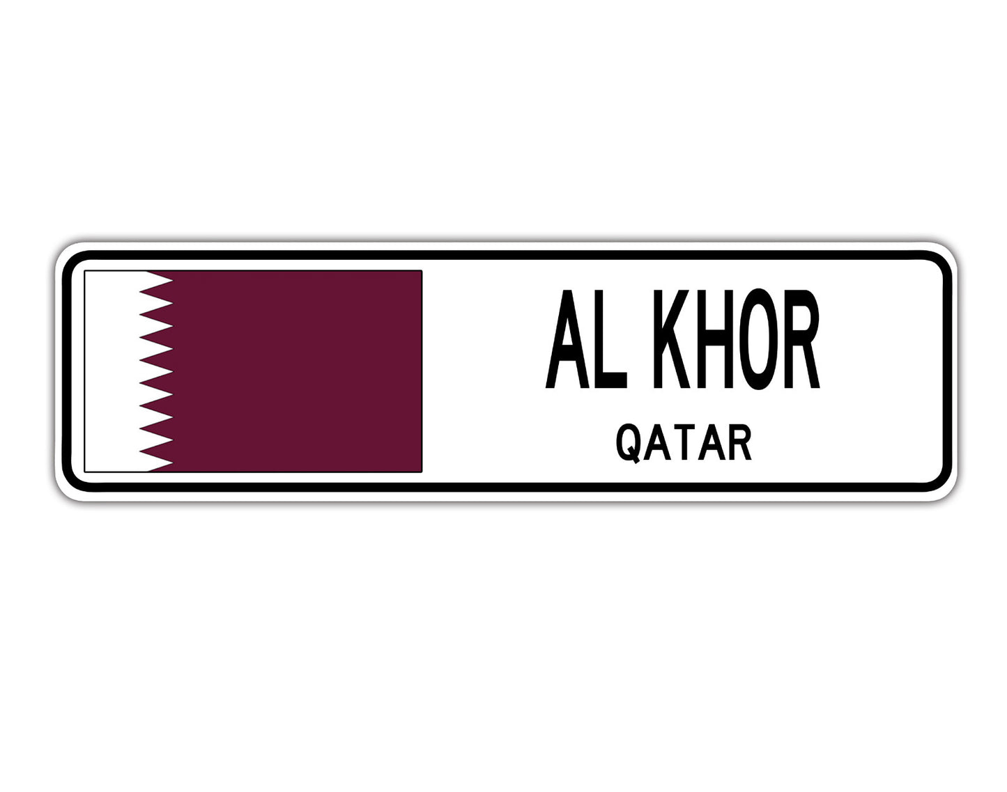 Al Khor Qatar Flag City Country Gift Plate Wall Decor Street Aluminum Metal Novelty Sign Plate