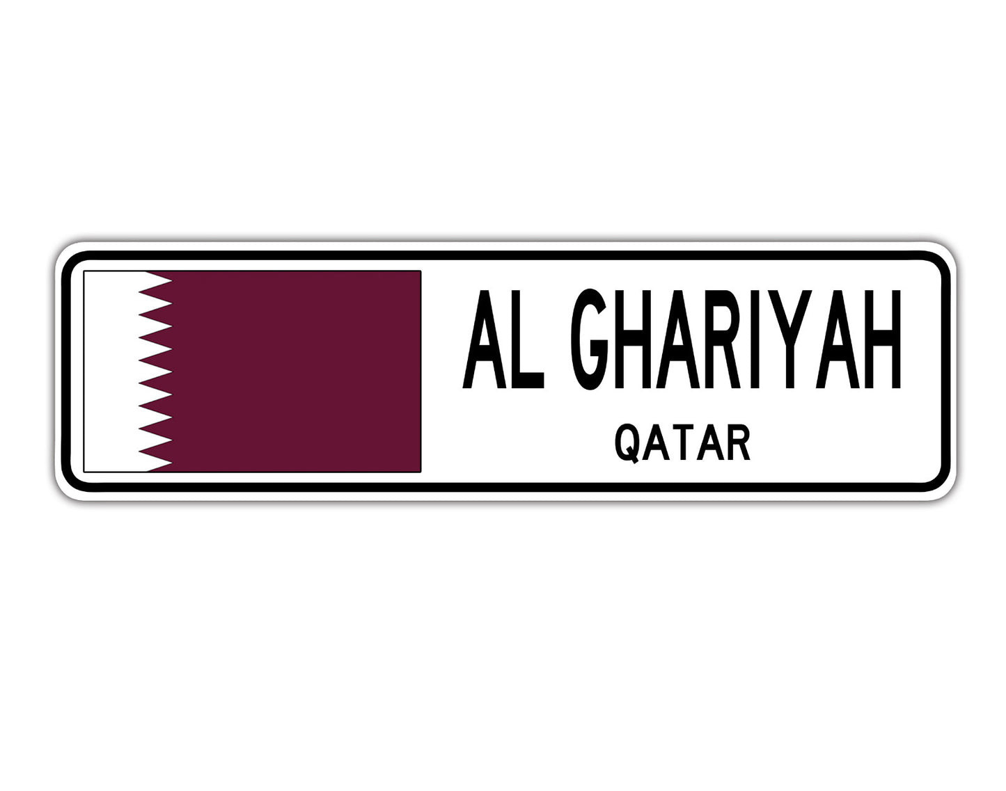 Al Ghariyah Qatar Flag City Country Gift Plate Wall Decor Street Aluminum Metal Novelty Sign Plate