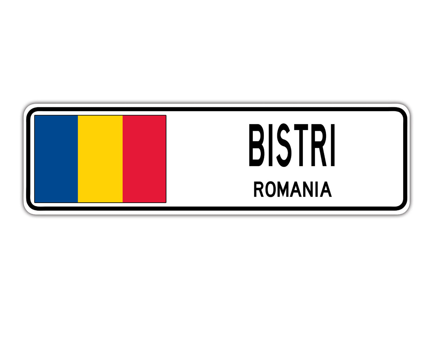 Bistri Romania Flag City Country Gift Plate Wall Decor Street Aluminum Metal Novelty Sign Plate