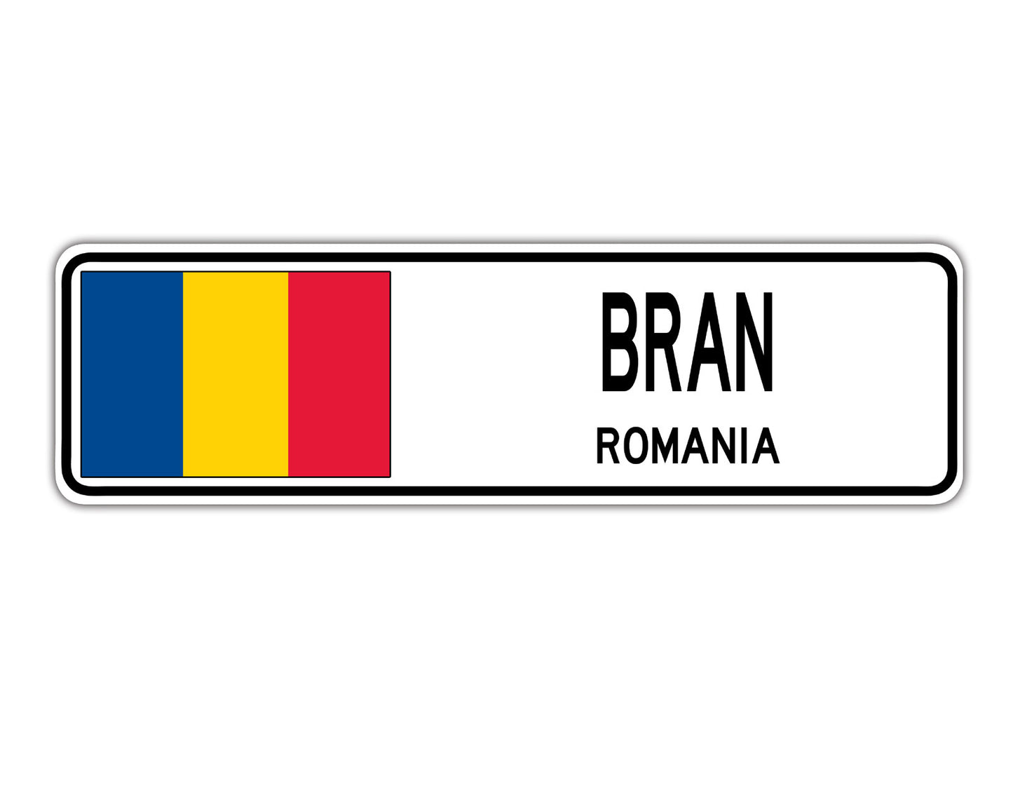 Bran Romania Flag City Country Gift Plate Wall Decor Street Aluminum Metal Novelty Sign Plate