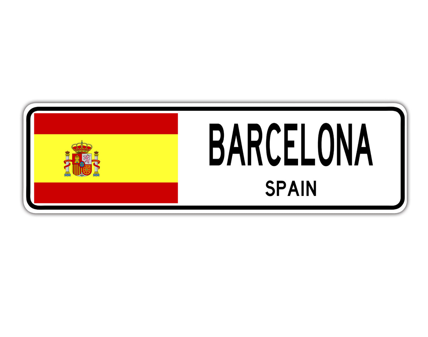 Barcelona Spain Flag City Country Gift Plate Wall Decor Street Aluminum Metal Novelty Sign Plate