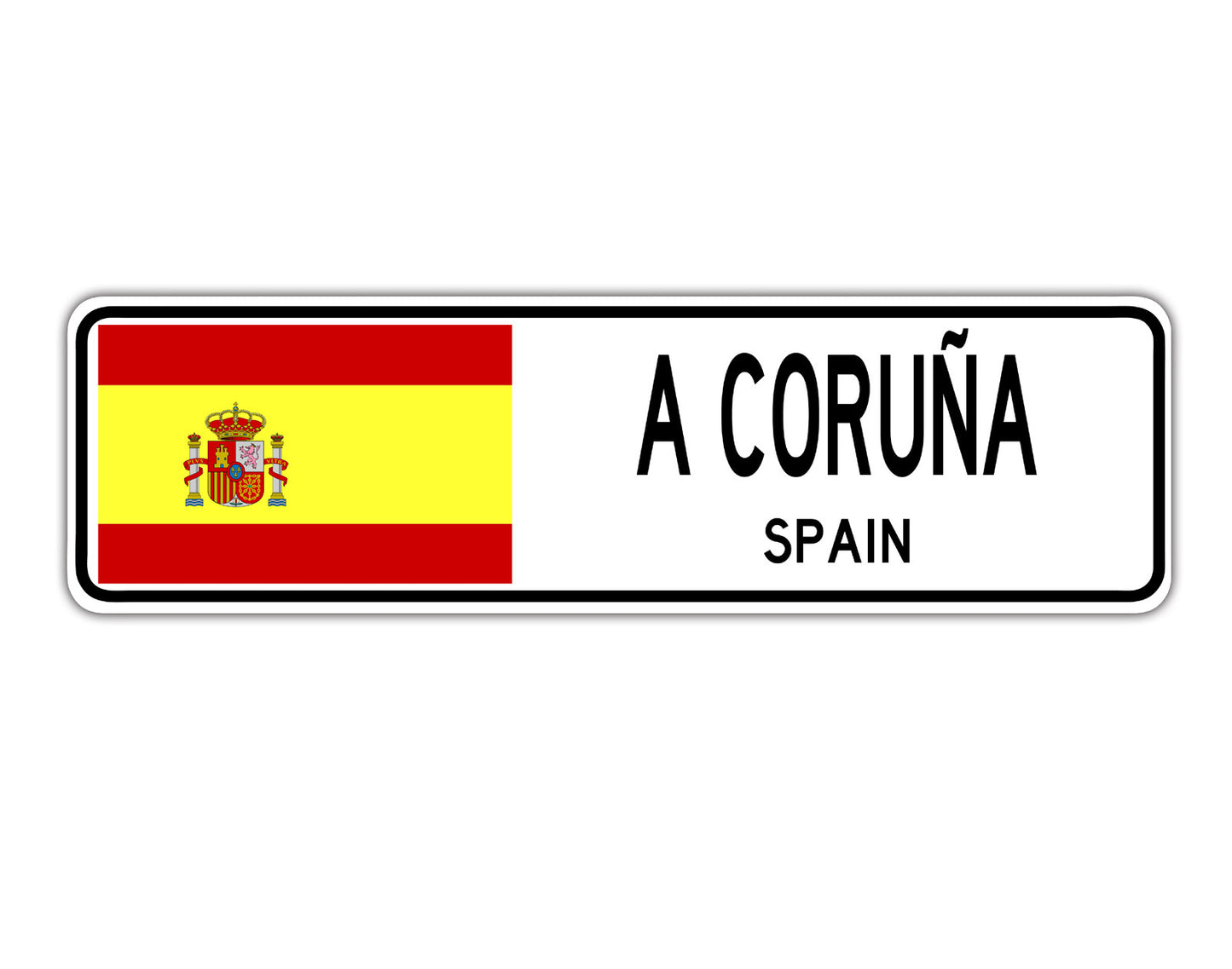 A Coruna Spain Flag City Country Gift Plate Wall Decor Street Aluminum Metal Novelty Sign Plate