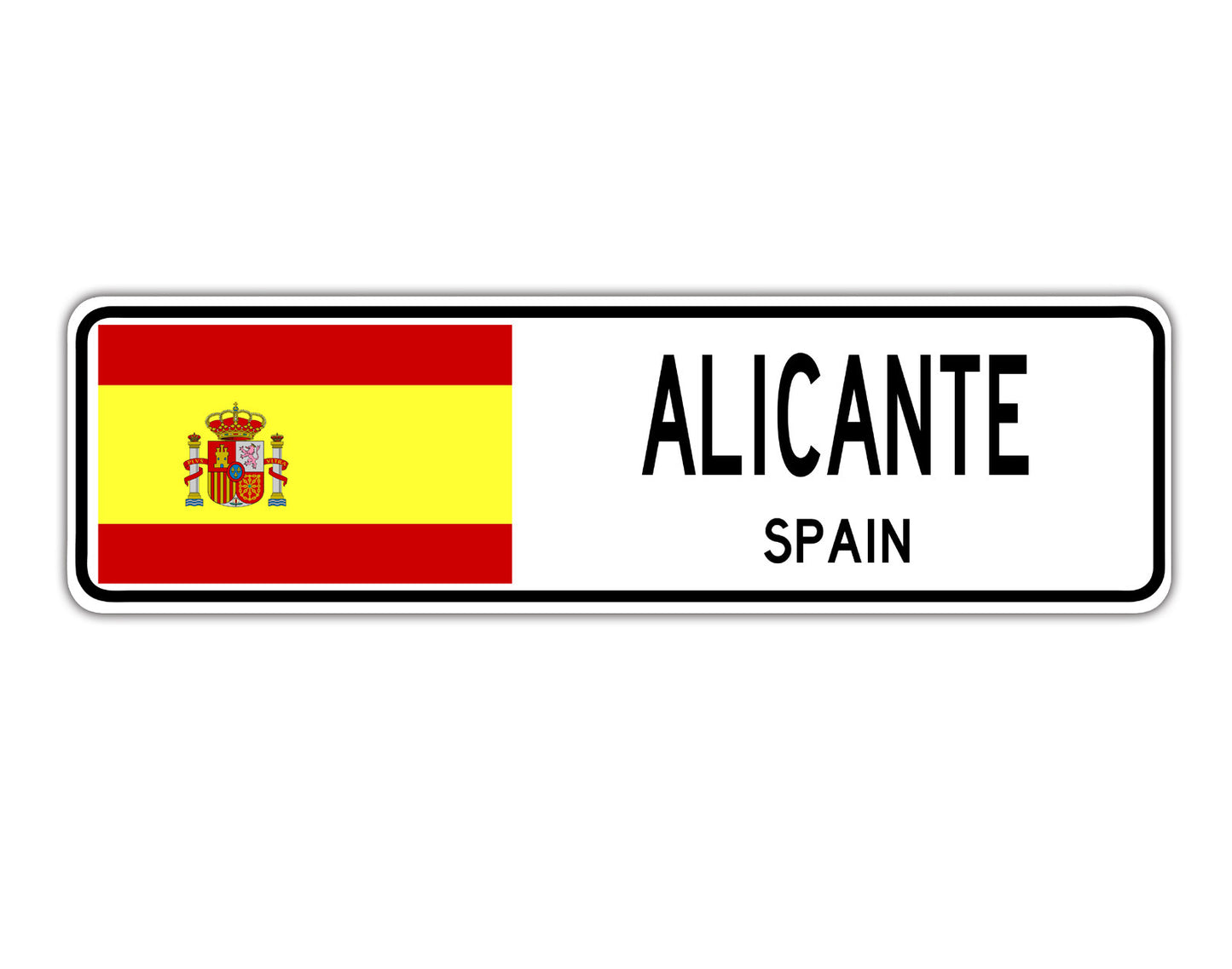 Alicante Spain Flag City Country Gift Plate Wall Decor Street Aluminum Metal Novelty Sign Plate