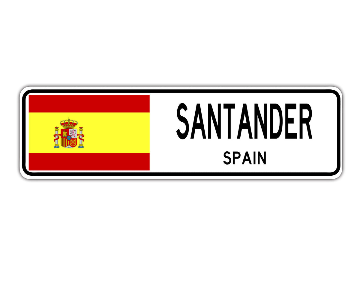 Santander Spain Flag City Country Gift Plate Wall Decor Street Aluminum Metal Novelty Sign Plate