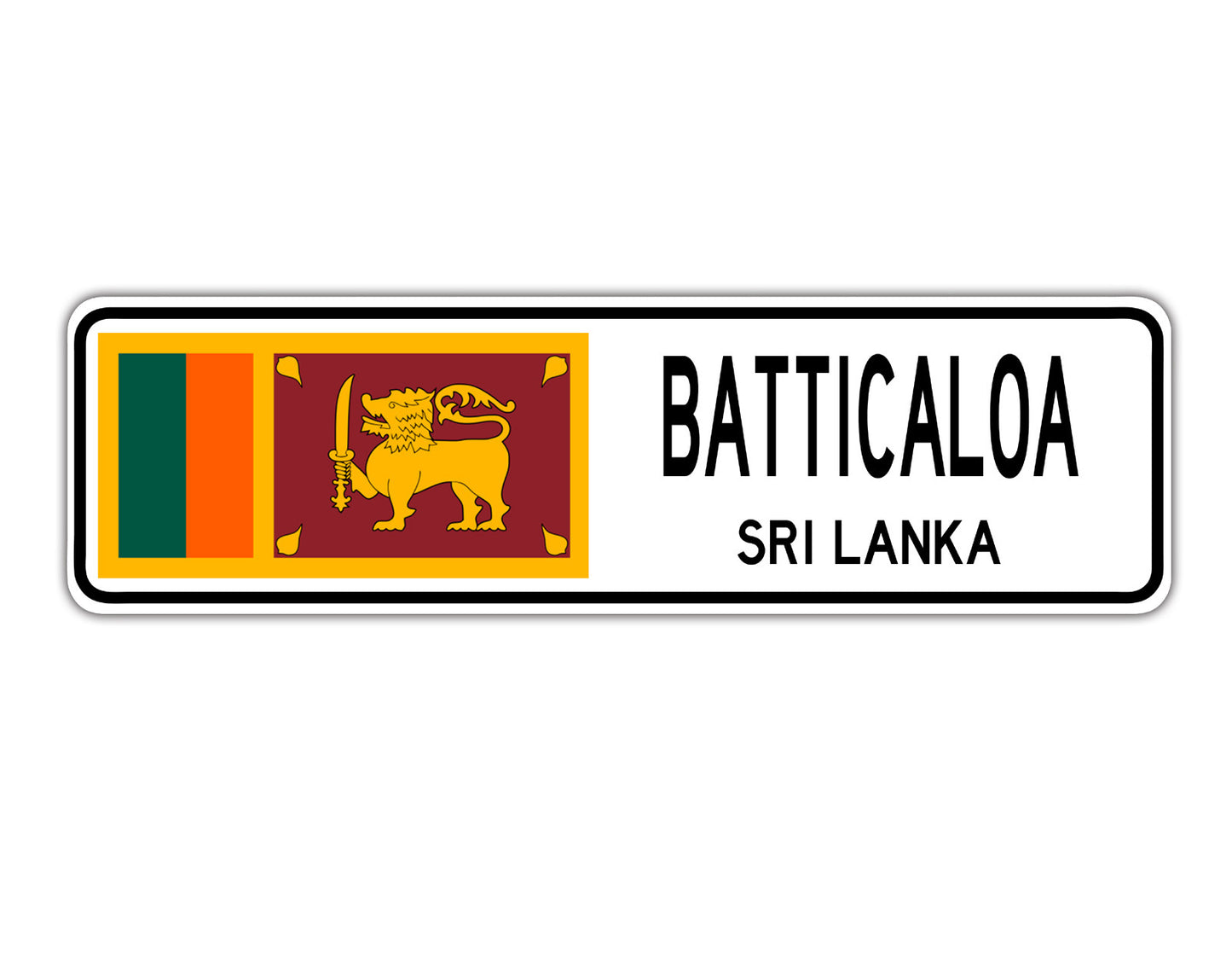 Batticaloa Sri Lanka Flag City Country Gift Plate Wall Decor Street Aluminum Metal Novelty Sign Plate
