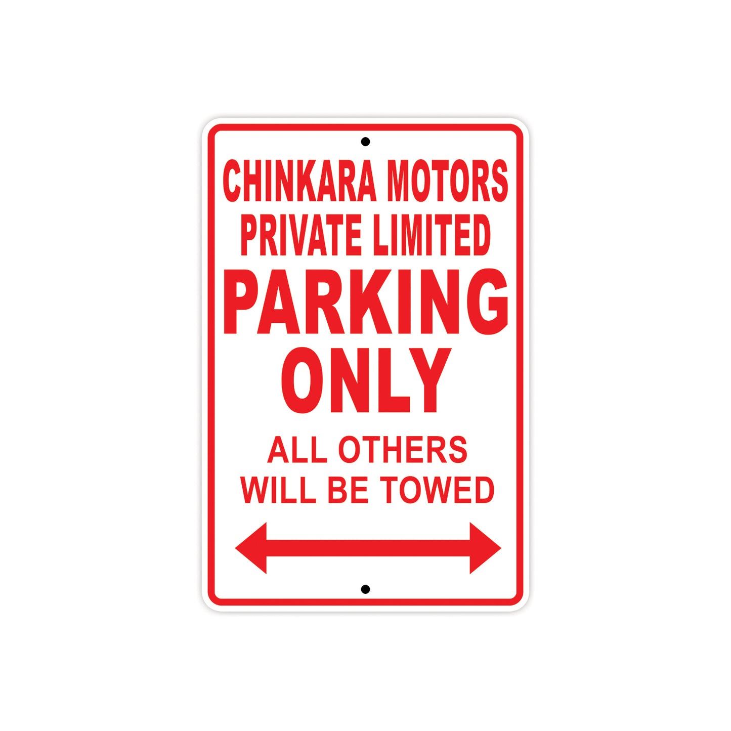 Chinkara Motors Private Parking Only Others Will Be Towed Aluminum Garage Sign