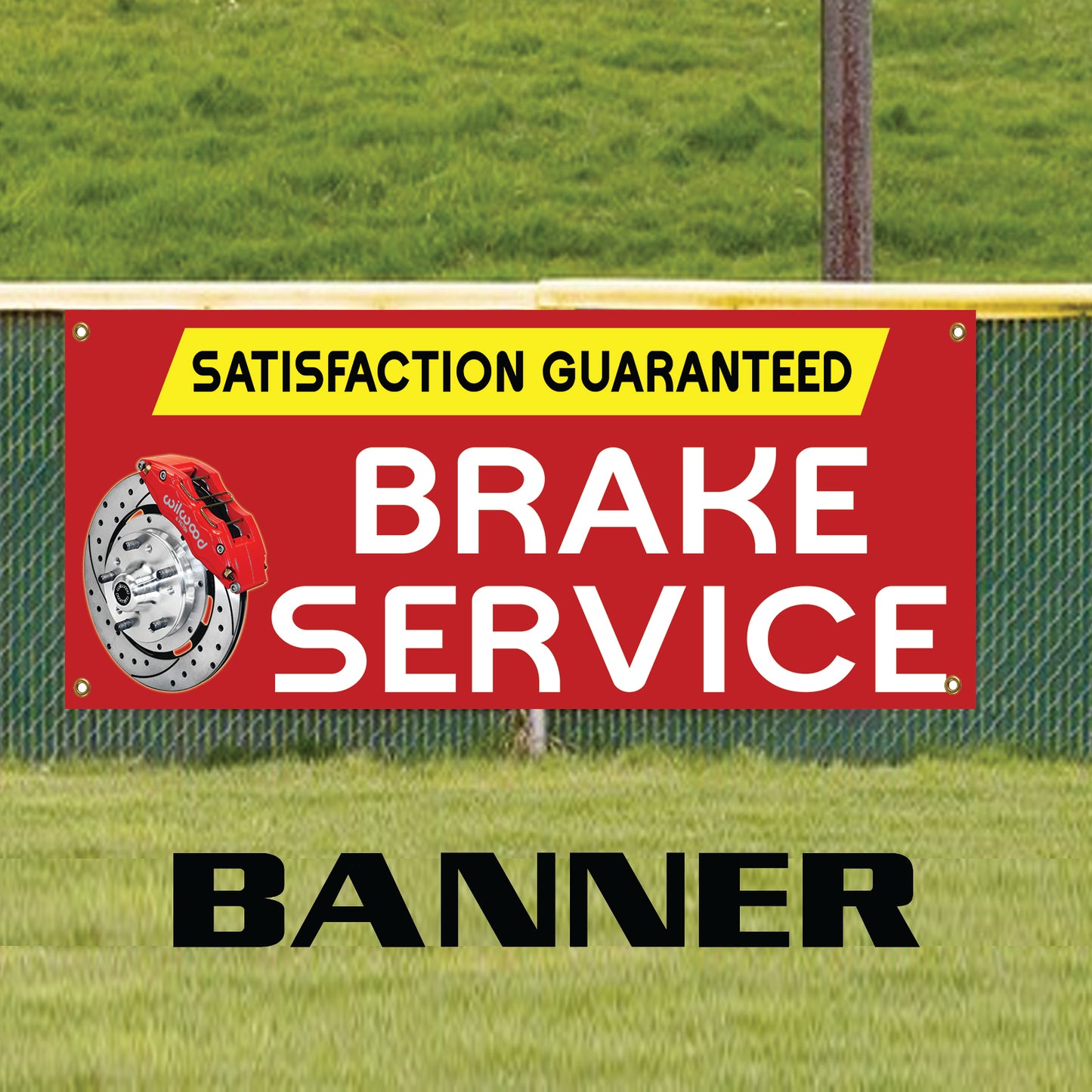 Satisfaction Guaranteed Brake Service Garage Mechanic Vinyl Banner Sign
