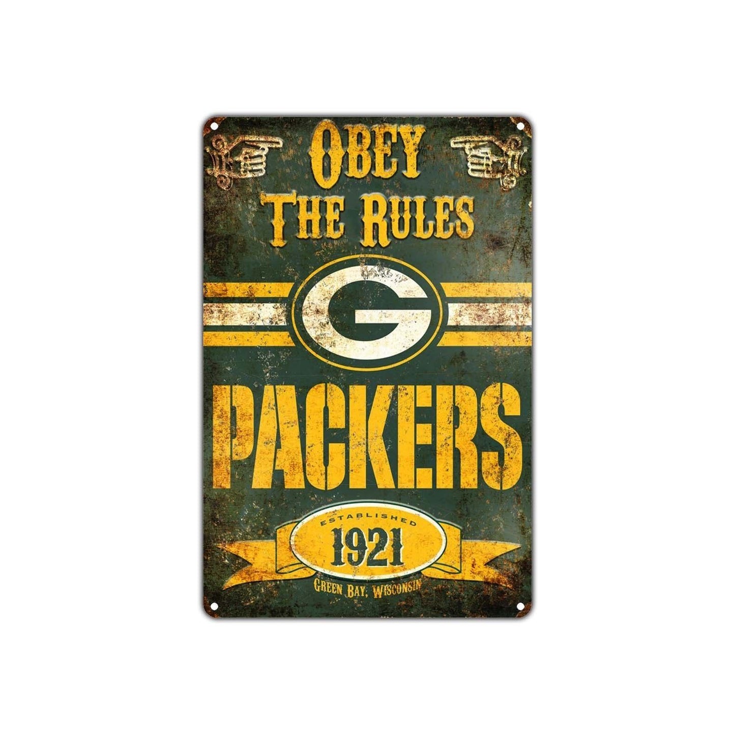 Packers Obey The Rules Established 1921 Vintage Retro Wall Decor Art Store Man Cave Bar Aluminum Sign