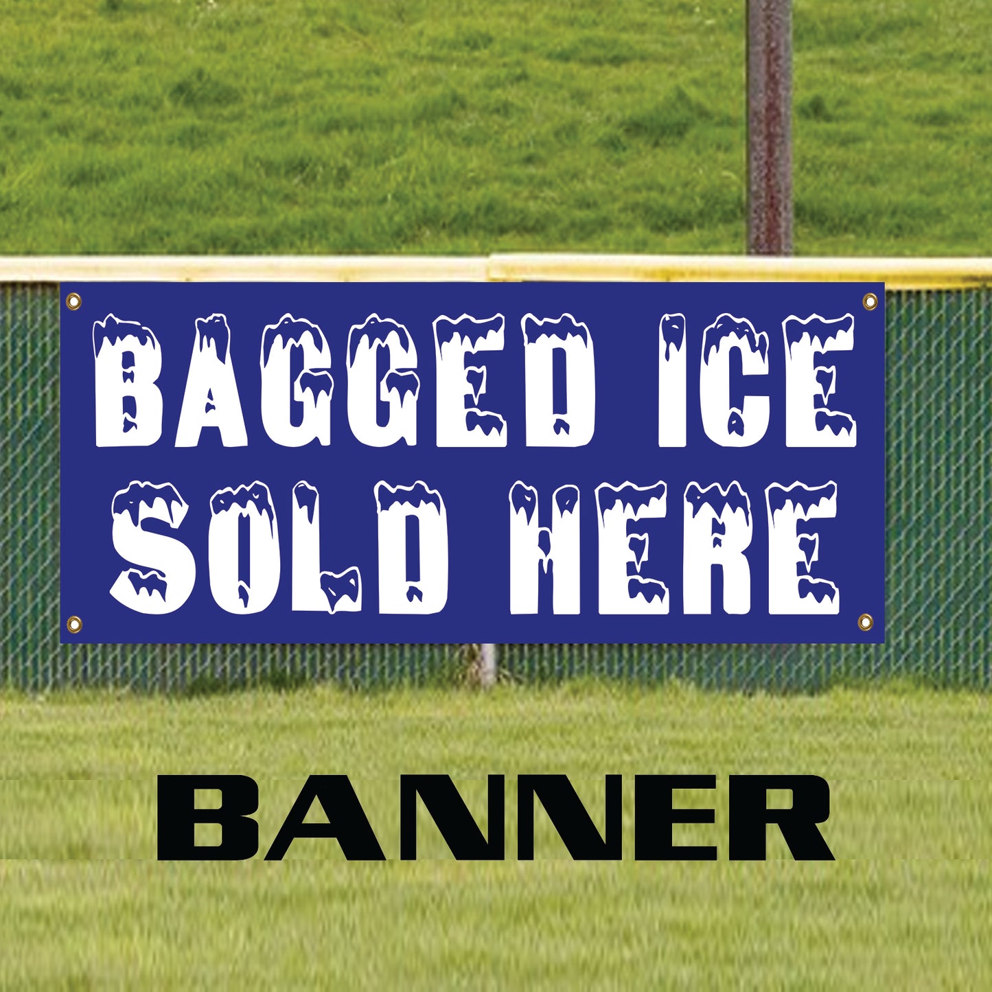 Bagged Ice Sold Here Advertising Marketing Vinyl Banner Sign
