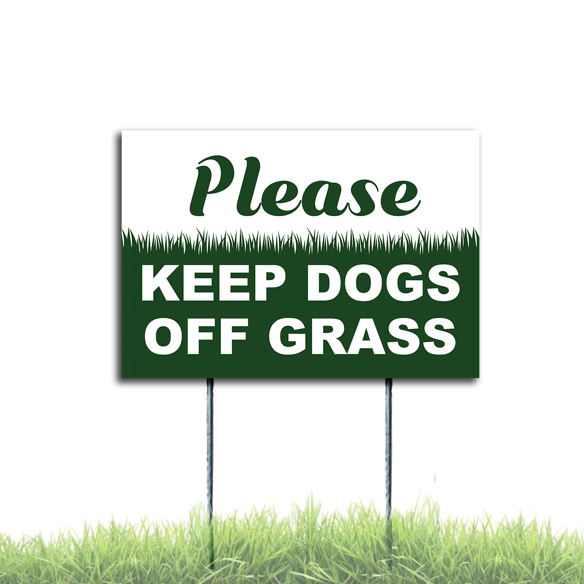 Please Keep Dogs Off Grass Yard Sign