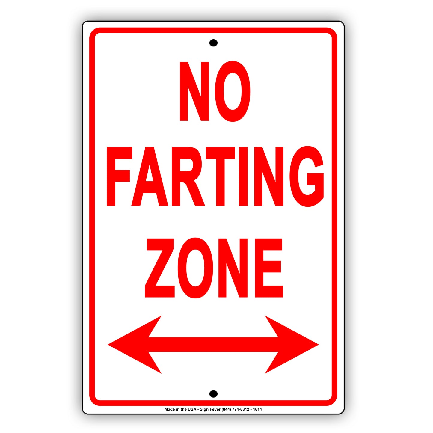 No Farting Zone Danger Gag Jokes Funny Caution Note Alert Warning Notice Aluminum