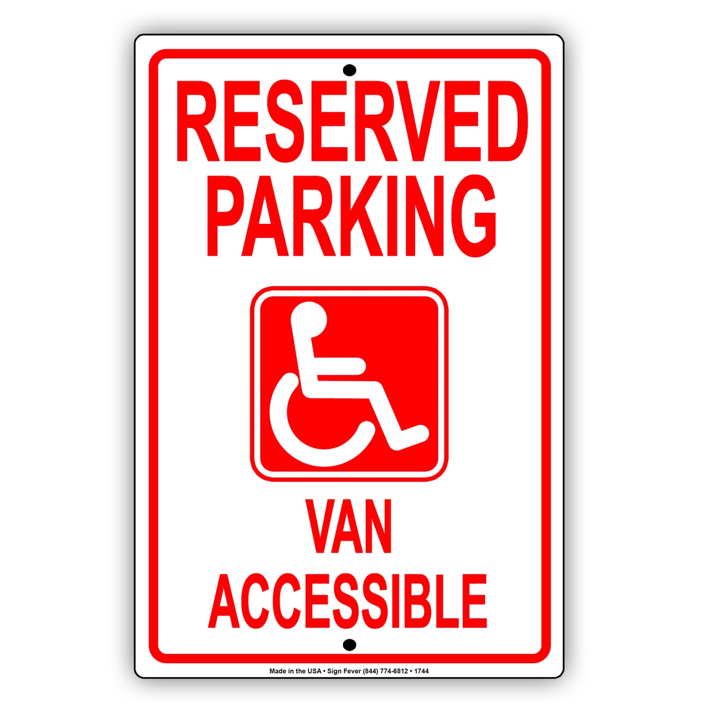 Reserved Parking Van Accessible Ada Handicapped Others Not Allowed Notice Aluminum Metal Sign Plate