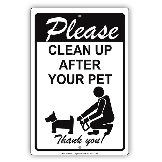 Please Clean Up After Your Pet Thank You Notice Warning Safety Germs Hand Wash Aluminum Metal Sign Plate