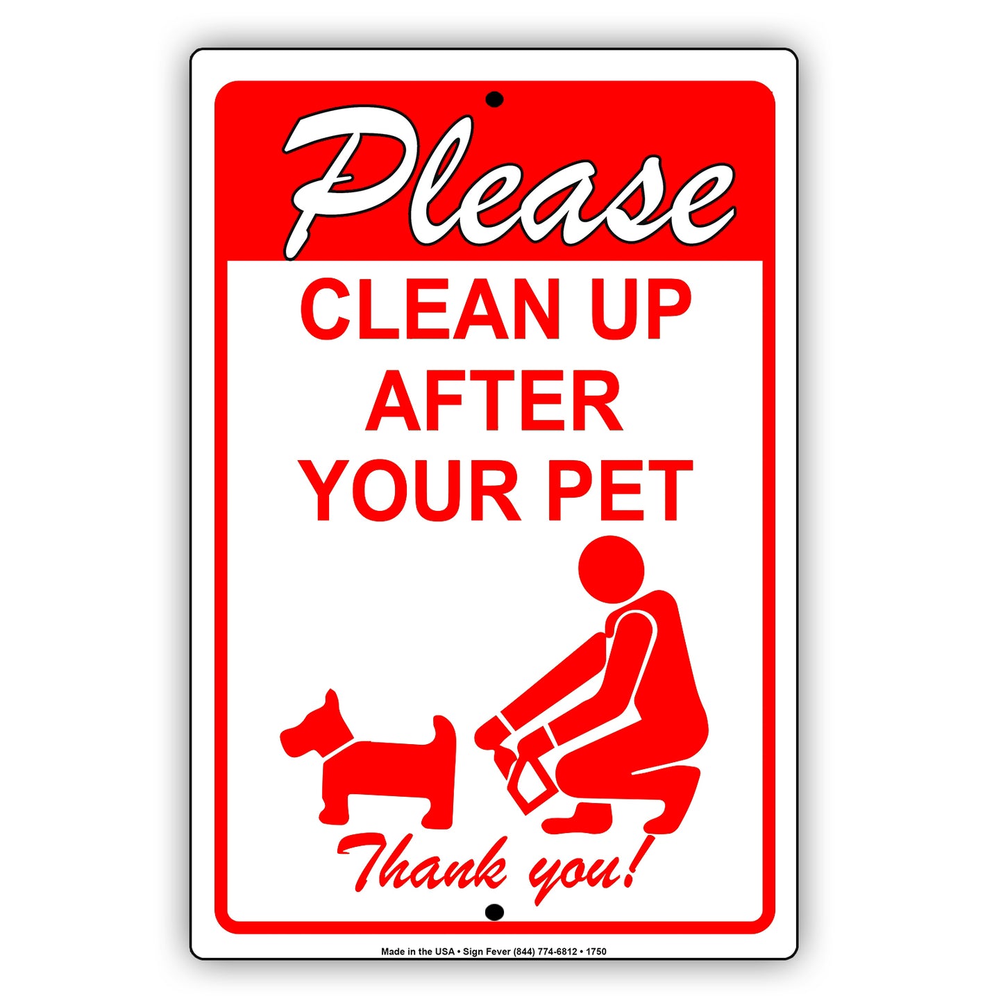 Please Clean Up After Your Pet Thank You Notice Warning Safety Germs Hand Wash Aluminum Metal Sign Plate