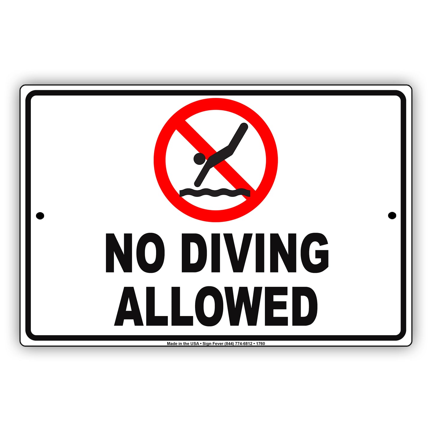 No Diving Allowed Water Pool Attention Swimming Safety Restriction Warning Danger Notice Aluminum Metal Sign Plate