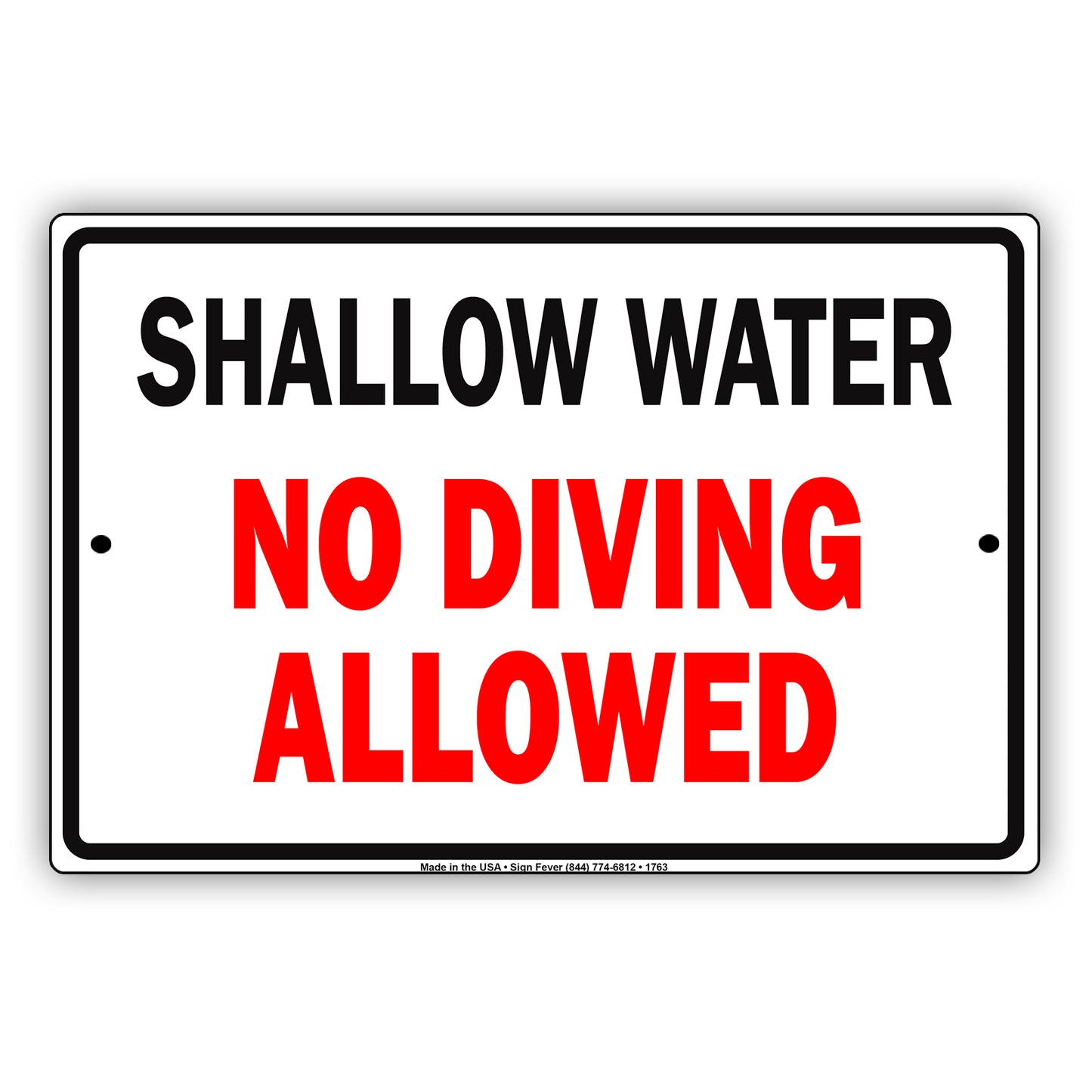 Attention No Diving Shallow Water Pool Swimming Safety Restriction Warning Danger Notice Aluminum Metal Sign Plate