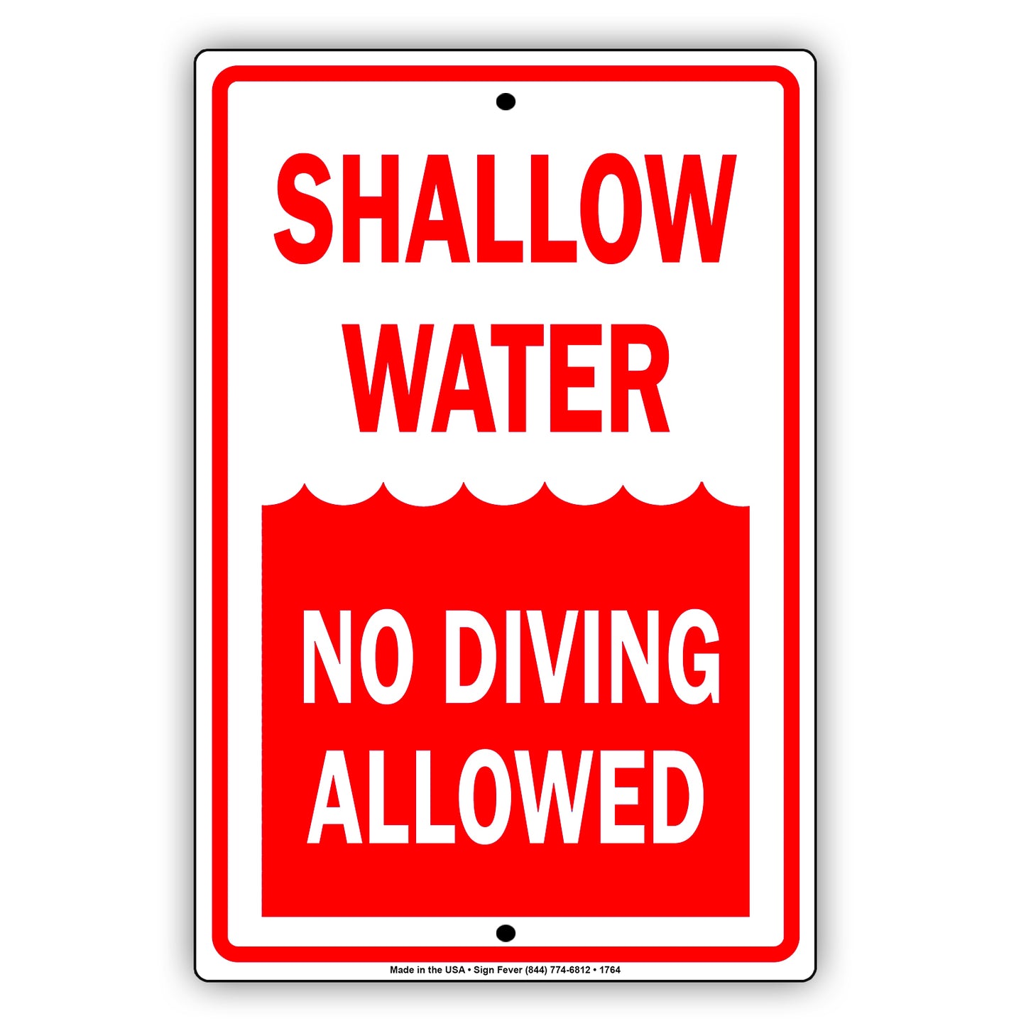 Attention No Diving Shallow Water Pool Swimming Safety Restriction Warning Danger Notice Aluminum Metal Sign Plate