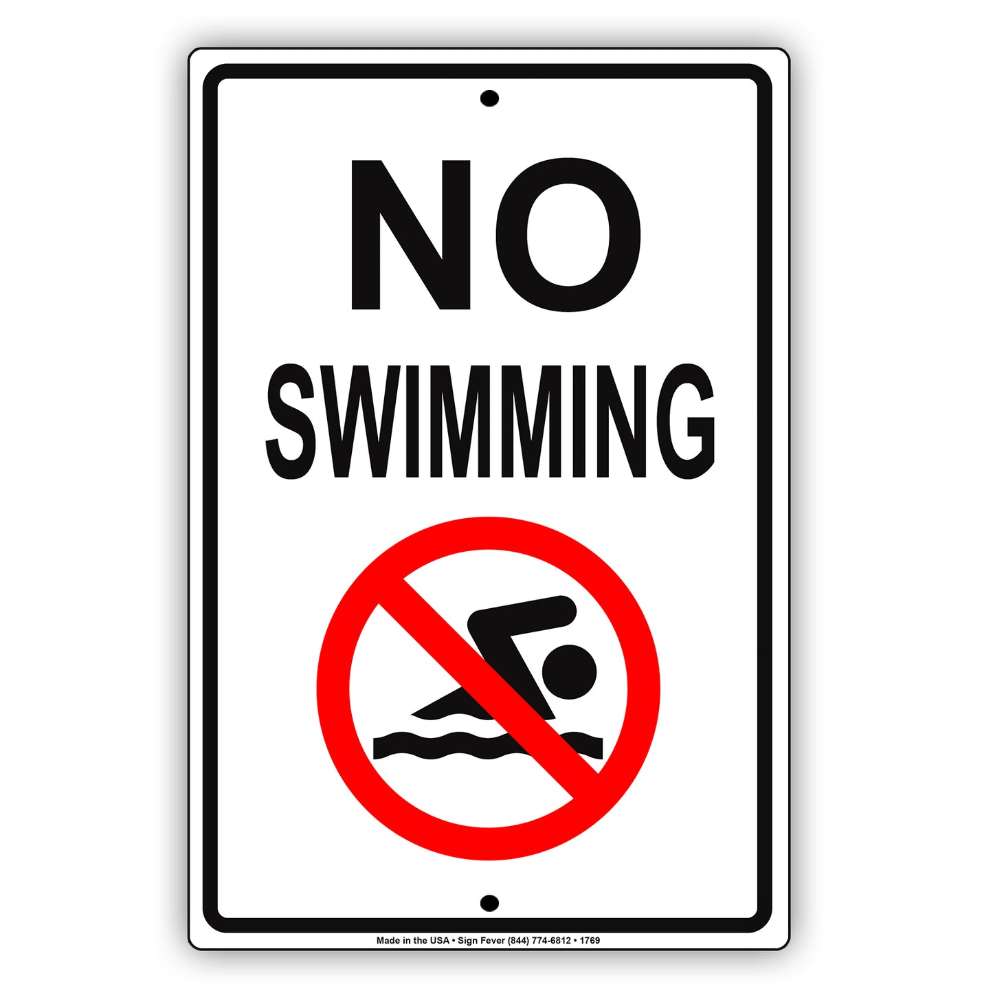 No Swimming Outdoor Indoor Restriction Surveillance Private Property Rules Warning Notice Aluminum Metal Sign Plate