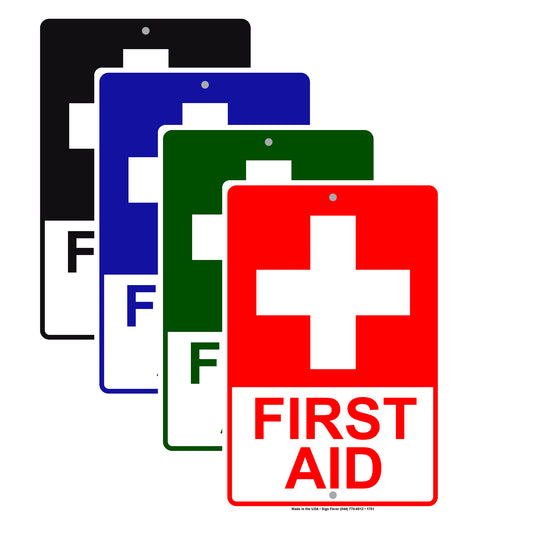 First Aid Emergency Safety Hospital Medication Workplace Protection Notice Aluminum Metal Sign Plate