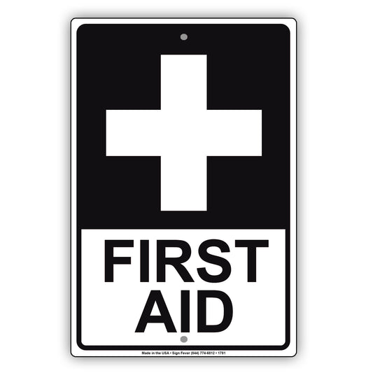 First Aid Emergency Safety Hospital Medication Workplace Protection Notice Aluminum Metal Sign Plate