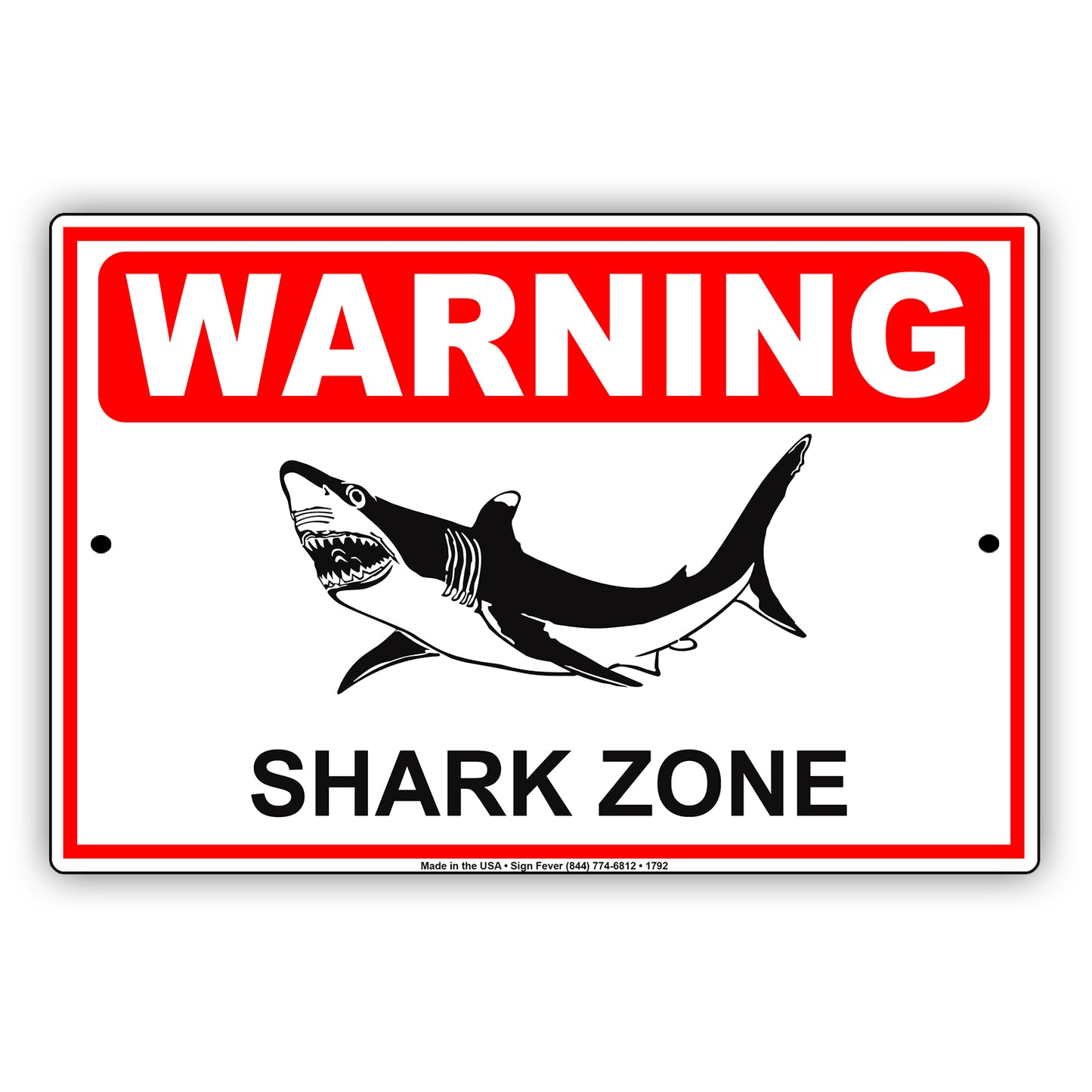 Warning Shark Zone Safety Precaution Ocean Sea Tourist Water Danger Notice Caution Alert Aluminum Metal Sign Plate
