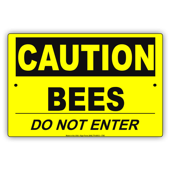 Caution Beware Honey Bees On The Premises For Home,Farmhouse,Club,Garden Metal Vintage Tin Sign Wall Decoration 12x8 Inches Bee Farm Tin Sign