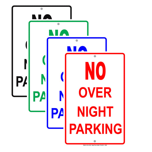 No Overnight Parking Allowed Vehicle Garage Workshop Plaza Notice Alert Caution Policy Aluminum