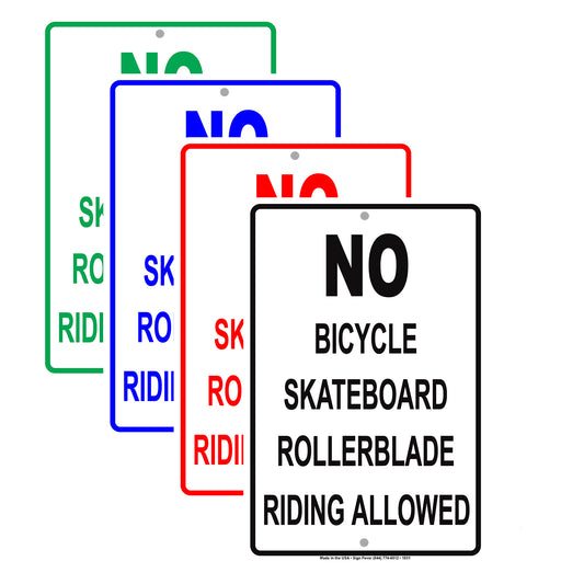 No Bicycle Skateboard Rollerblade Riding Allowed Property Restriction Alert Warning Notice Aluminum