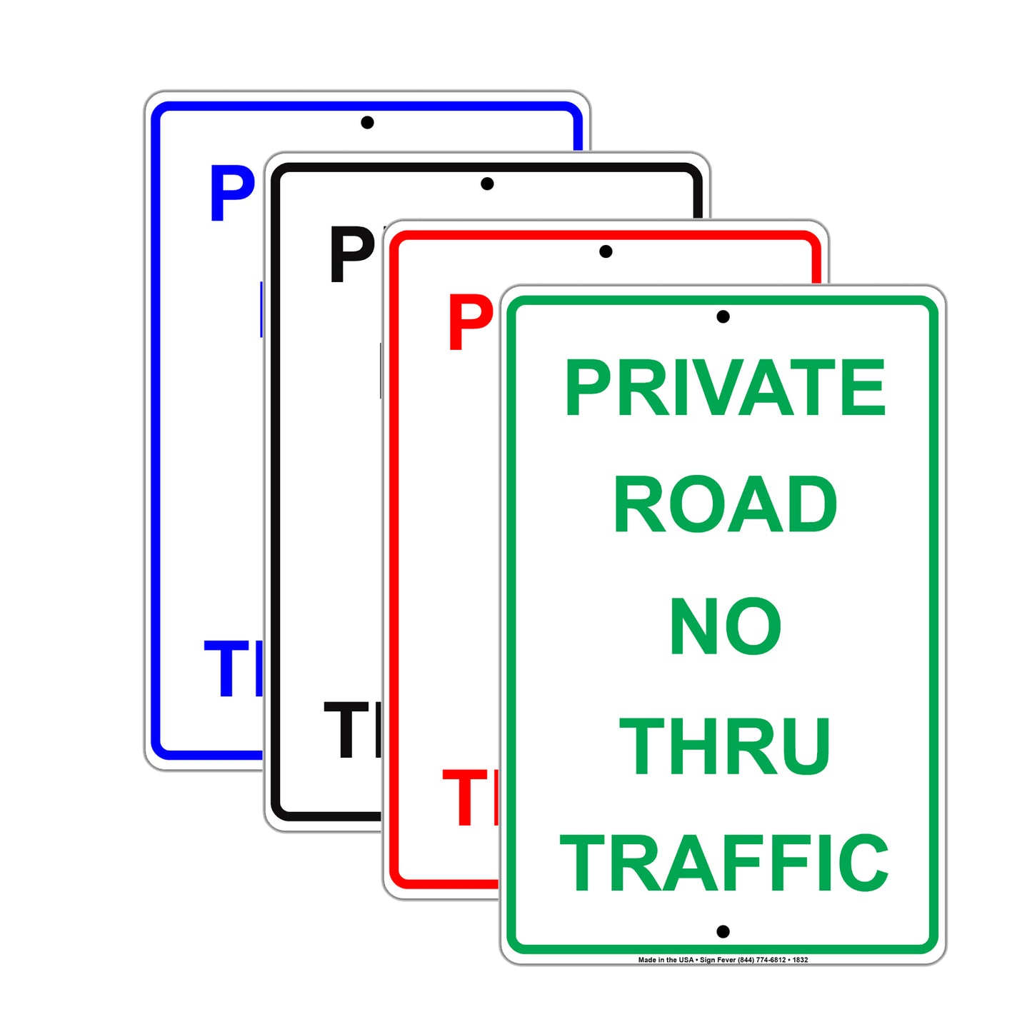 Private Road No Thru Traffic Property Restriction Alert Attention Caution Warning Notice Aluminum