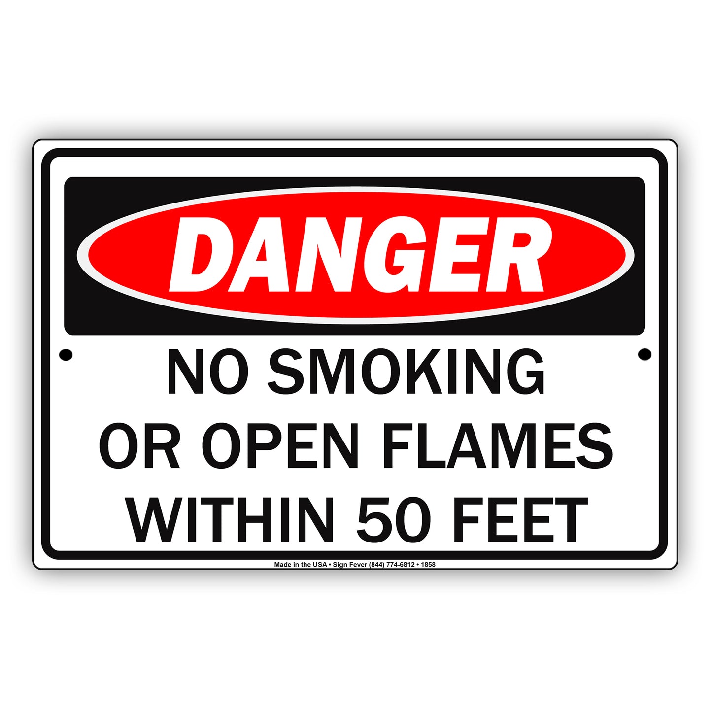 Danger No Smoking or Open Flames Within 50 Feet Safety Alert Notice Gas Station Fuel Aluminum Sign