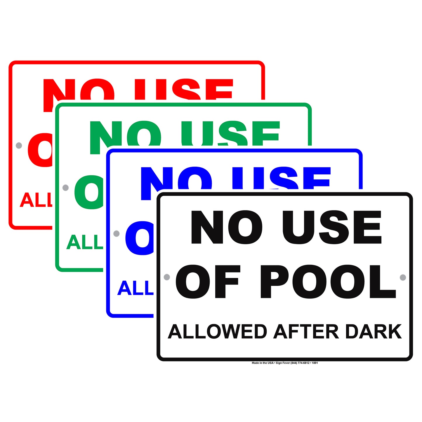 No Use Of Pool Allowed After Dark Restriction Prohibition Alert Attention Notice Aluminum