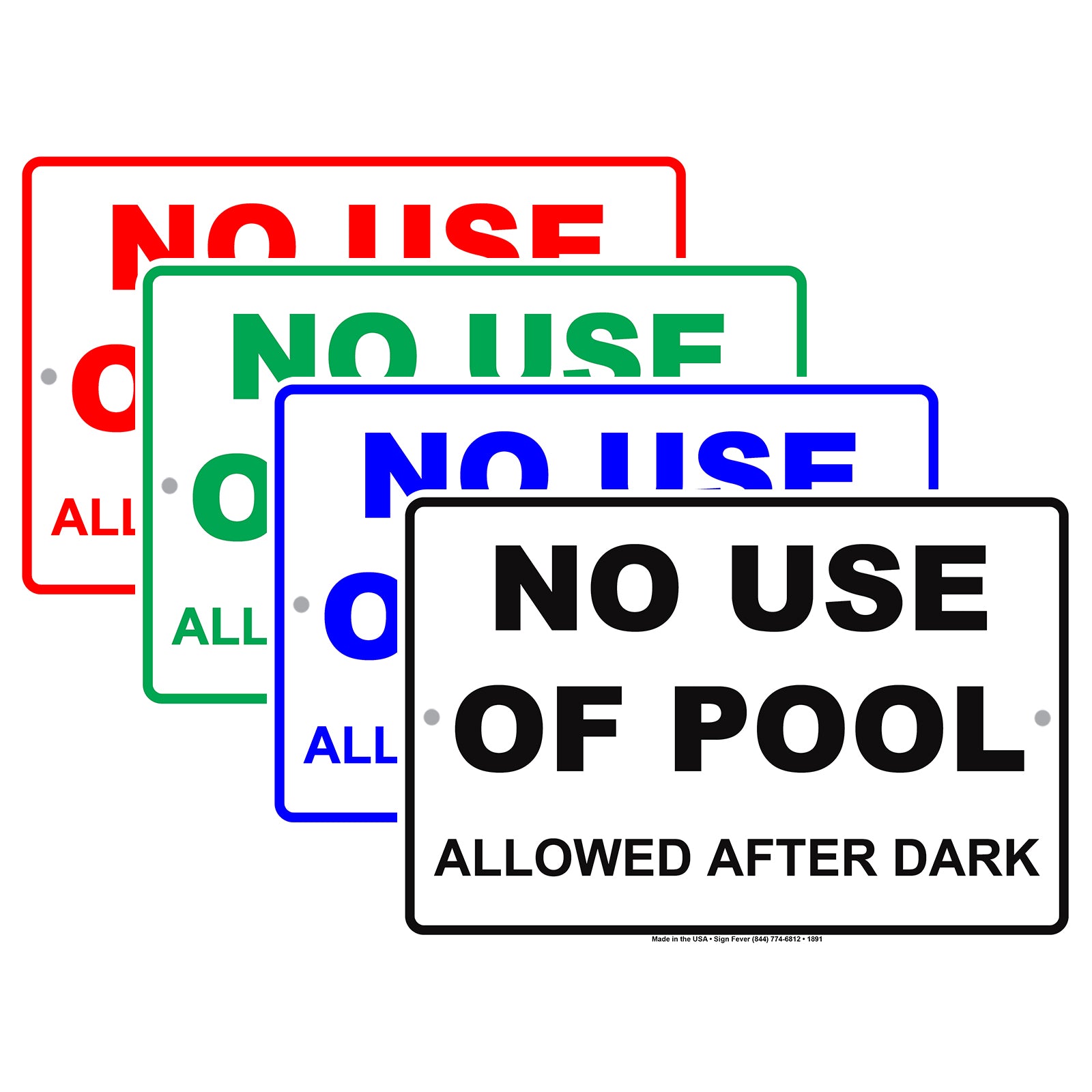 No Use Of Pool Allowed After Dark Restriction Prohibition Alert Attention Notice Aluminum