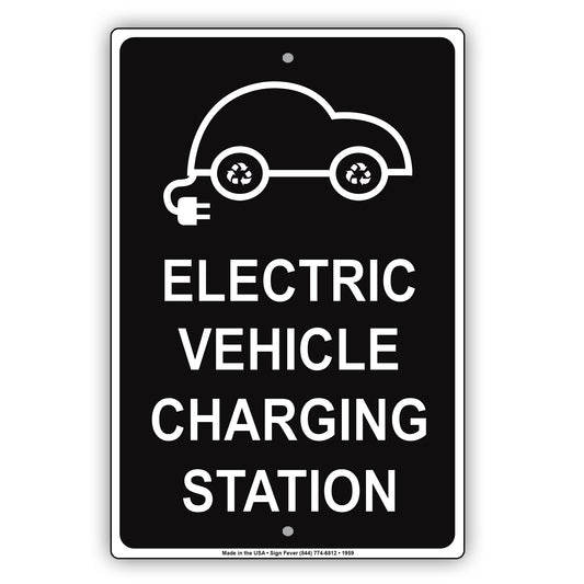 Electric Vehicle Charging Station With Graphic Reserved Spot Alert Caution Warning Aluminum